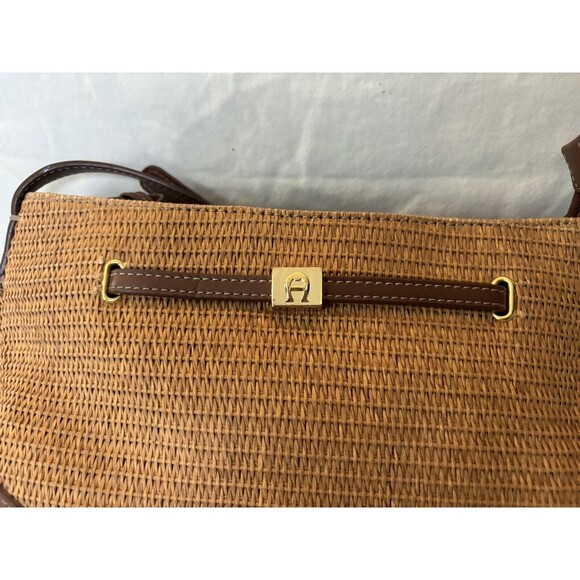 Etienne Aigner Woven Purse Tan And Brown - Picture 2 of 12